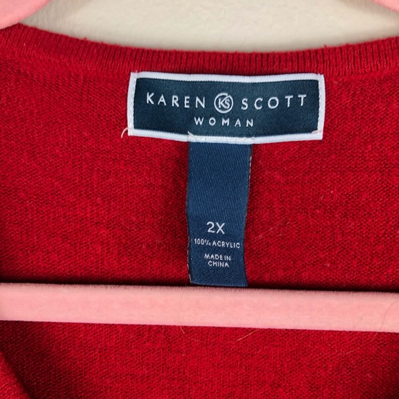 Karen Scott Womens Petite Bead Button Cardigan Red Size Extra Large